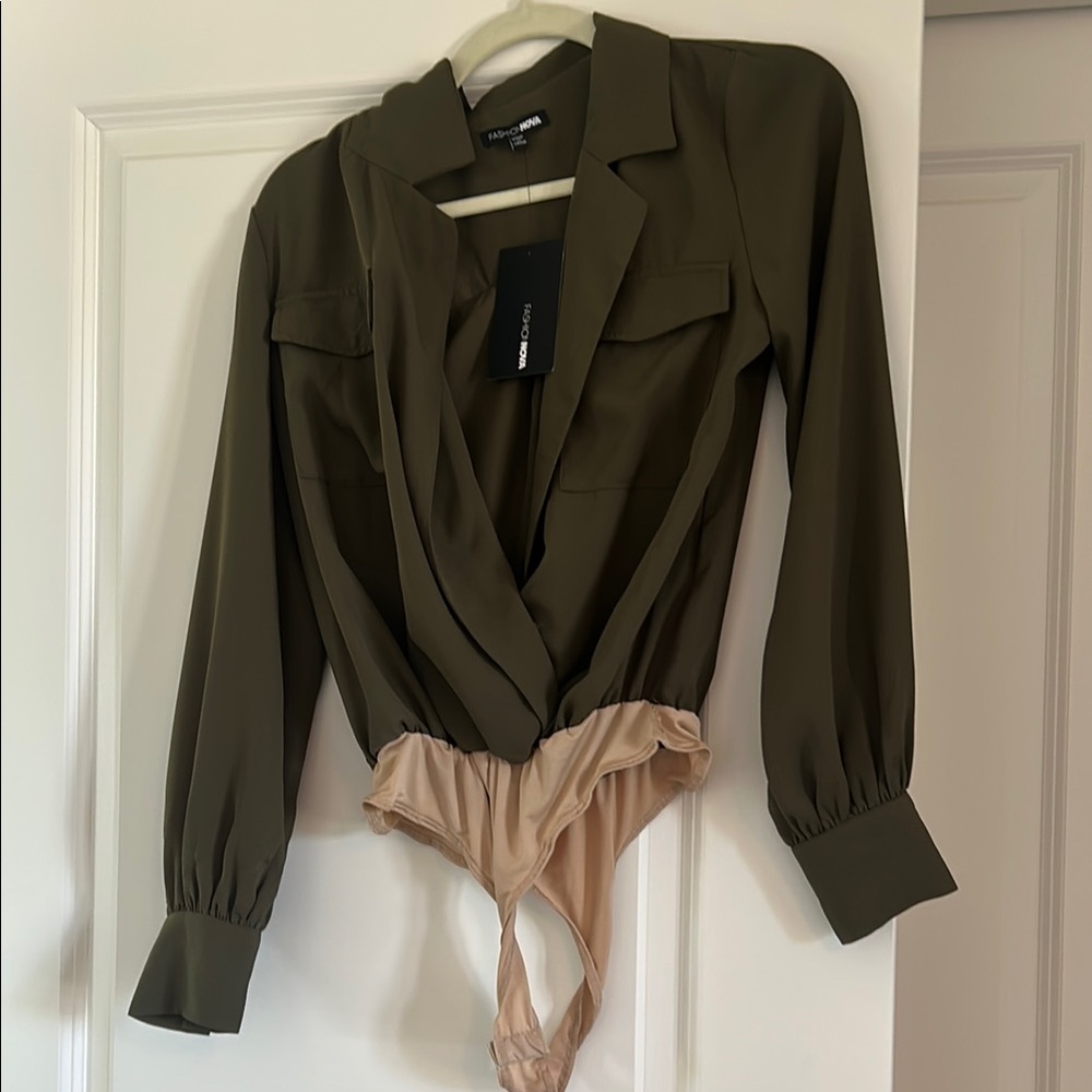 Olive Green Long Sleeve Bodysuit NWT Fashion Nova